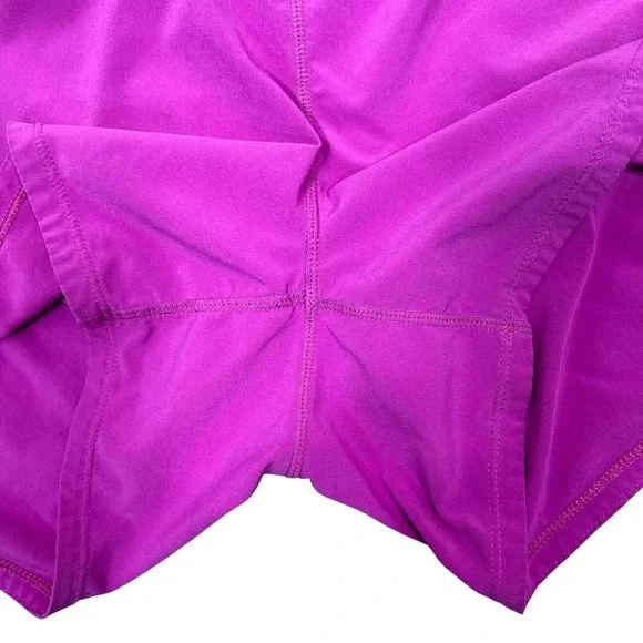Lululemon Tracker II Running Shorts Sz 12 Fuschia Lined Elastic Waist Zip Pocket - Picture 9 of 11